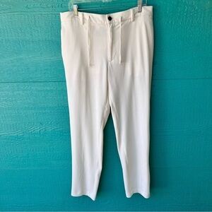 ALFANI WINTER IVORY SOFT CORDUROY RIBBED STRETCHY DRAWSTRING PANTS SZ MEDIUM NWT